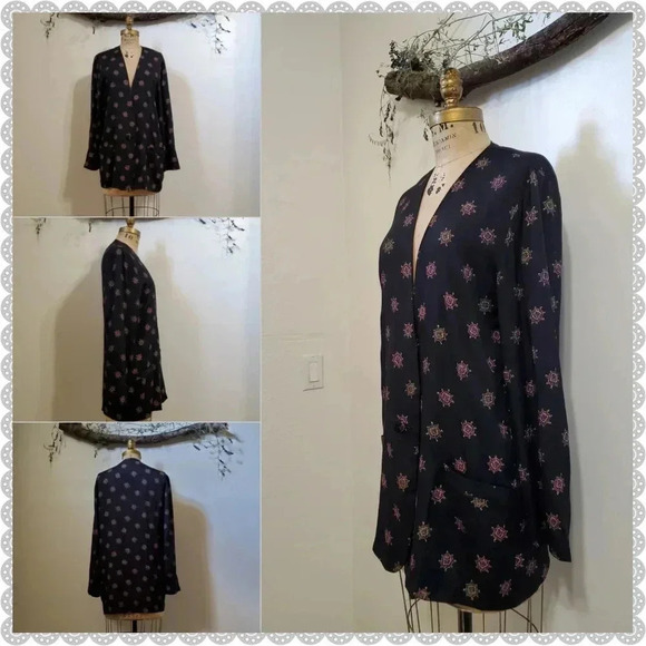 Fundamental Things | Vintage Blue Plum Boho Festival Slouchy Coverup Blazer - Picture 4 of 7